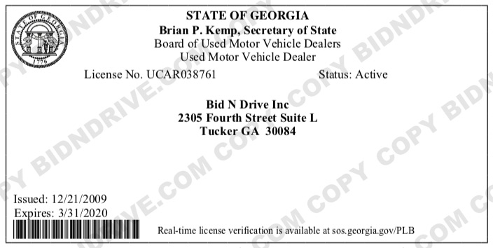 Used car dealer license